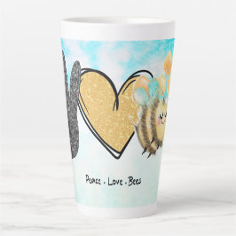 Caneca De Café Latte Abelhas de amor à paz, bonitas
