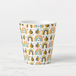 Caneca De Café Latte Abelhas de Bumble Cute e Rainbows Padrão