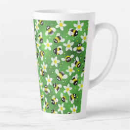 Caneca De Café Latte Abelhas de zumbido para jogar (Verde-Frasco)