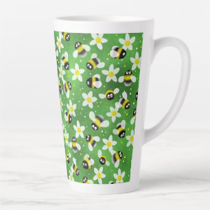 Caneca De Café Latte Abelhas de zumbido para jogar (Verde-Frasco)