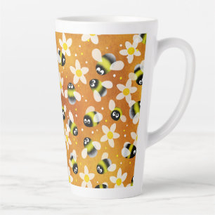 Caneca De Café Latte Abelhas de zumbido reproduzíveis (laranja queimado