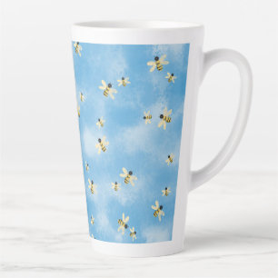 Caneca De Café Latte Abelhas num céu azul