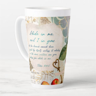 Caneca De Café Latte Abide in Me Fruitoso Faith Art Diário