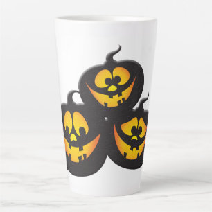 Caneca De Café Latte Abóboras de Halloween com Expressões Engraçadas