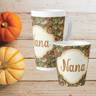 Caneca De Café Latte Abóboras de outono personalizadas de William Morri