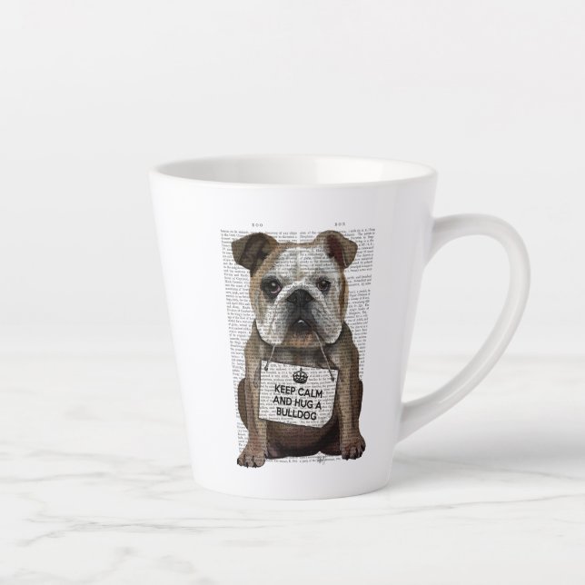 Caneca De Café Latte Abraçar um Bulldog (Direita)