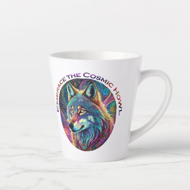 Caneca De Café Latte Abrace o Lobo de Howl Cósmico (Direita)