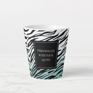 Caneca De Café Latte Abre de impressão Aqua Mint Black Zebra