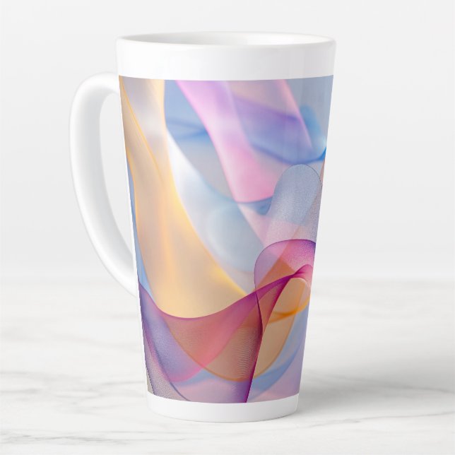 Caneca De Café Latte Abstract Colorful Flowing Ribbons (Ângulo esquerdo)