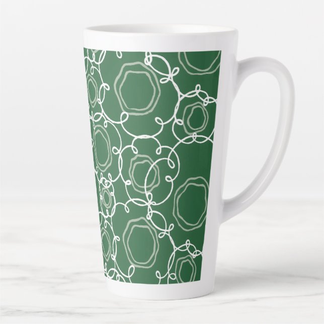 Caneca De Café Latte Abstract Floral Matrix (Dark Green) Fine Art (Direita)