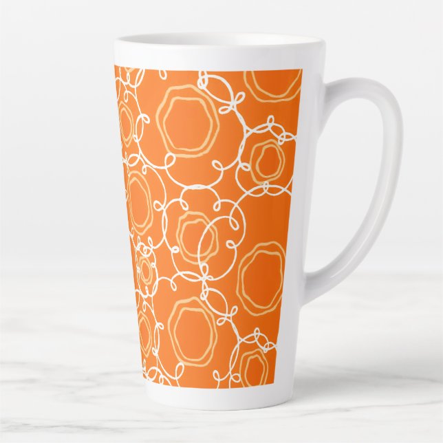 Caneca De Café Latte Abstract Floral Matrix (Orange) Fine Art (Direita)