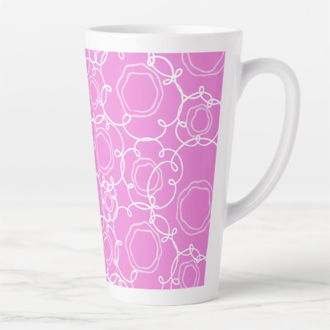 Caneca De Café Latte Abstract Floral Matrix (Soft Pink) Fine Art (Direita)