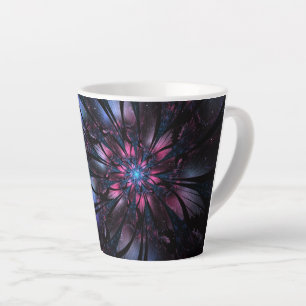Caneca De Café Latte Abstract fractal flower design.