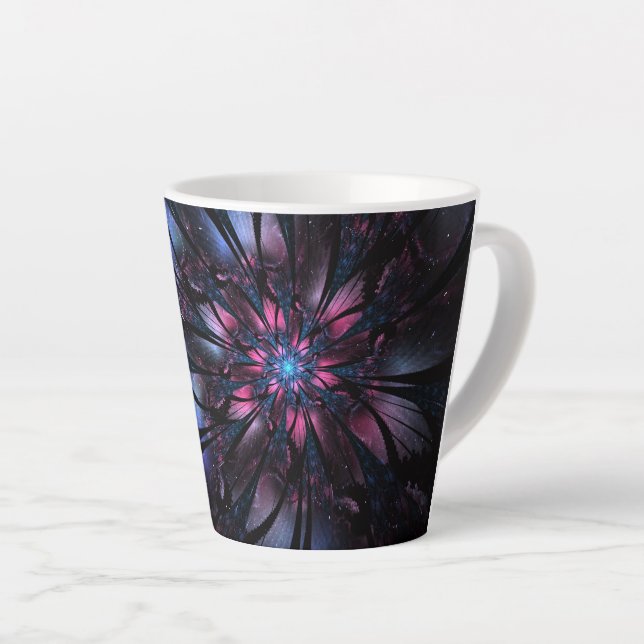 Caneca De Café Latte Abstract fractal flower design.   (Ângulo direito)
