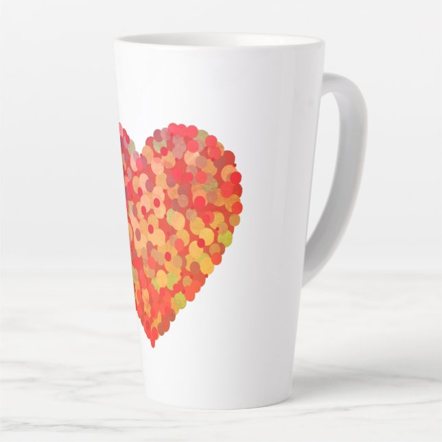 Caneca De Café Latte Abstract Heart Confetti Art (Ângulo direito)