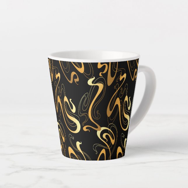 Caneca De Café Latte Abstrato amarelo (Ângulo direito)