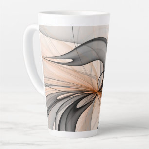 Caneca De Café Latte Abstrato Anthracite Cinza Siena Moderna Arte Fract