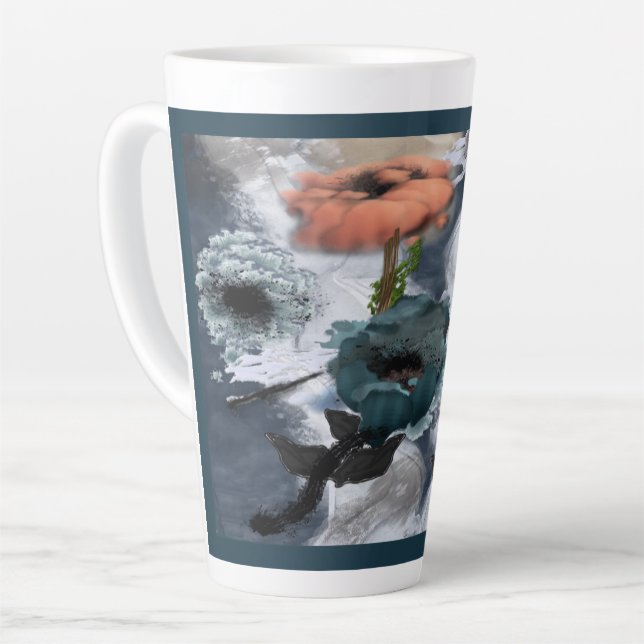 Caneca De Café Latte Abstrato Art Floral (Ângulo esquerdo)