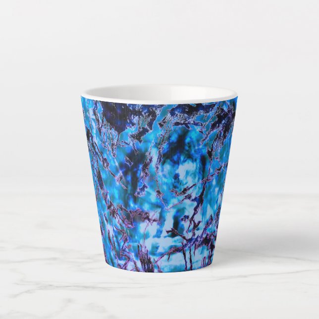 Caneca De Café Latte Abstrato azul (Frente)