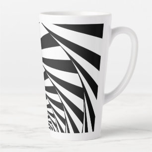 Caneca De Café Latte Abstrato Black & White Swirl Spiral Mug
