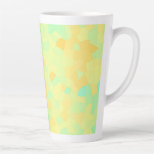 Caneca De Café Latte Abstrato de formas amarelas e verdes