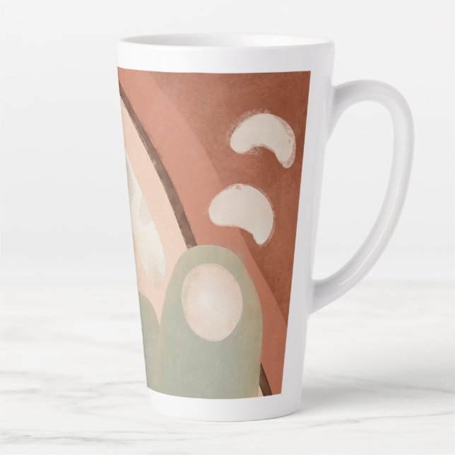 Caneca De Café Latte Abstrato de Formas Orgânicas Modernas de Meio sécu (Direita)