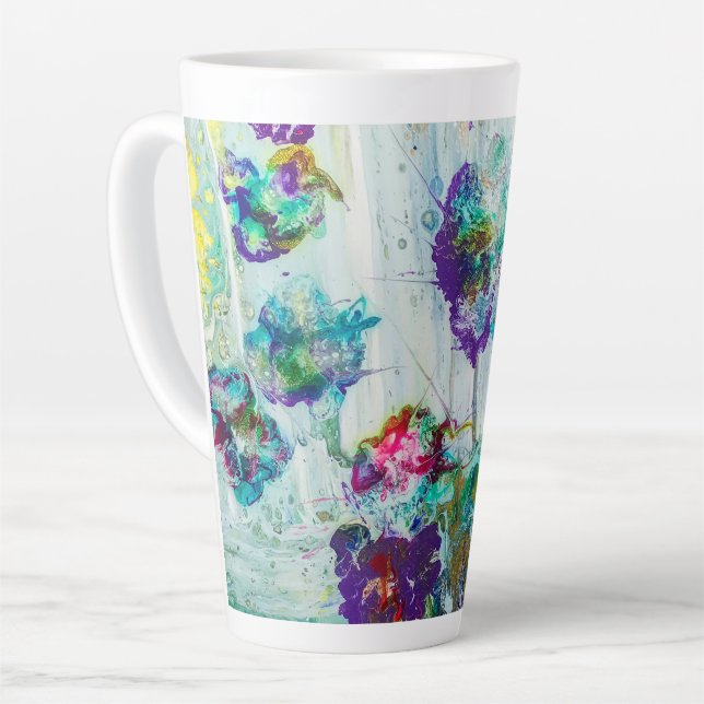 Caneca De Café Latte Abstrato de jardim de beija-flores (Ângulo esquerdo)