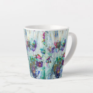 Caneca De Café Latte Abstrato de jardim de beija-flores