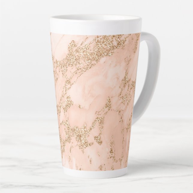 Caneca De Café Latte abstrato de mármore Rosa dourado (Ângulo direito)