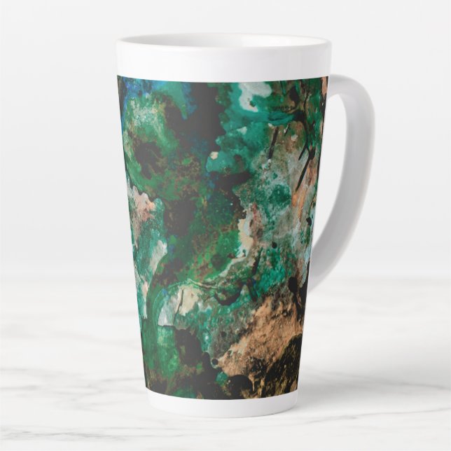 Caneca De Café Latte Abstrato de muss Agate Green Crystal Geode (Ângulo direito)