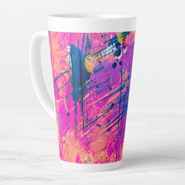 Caneca De Café Latte Abstrato de pintura de sol de verão (Ângulo esquerdo)