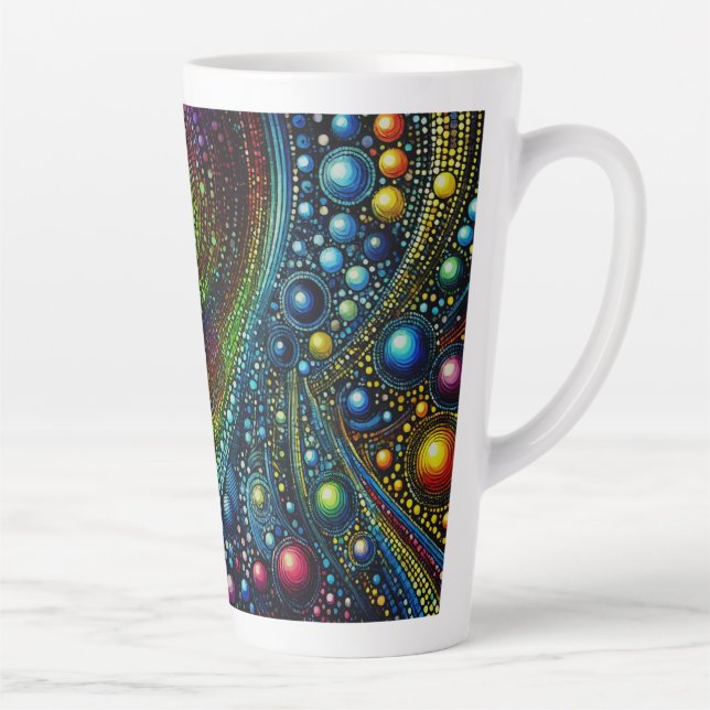 Caneca De Café Latte Abstrato do arco-íris mosaico Art 1208 (Direita)