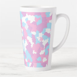 Caneca De Café Latte Abstrato do Camo Branco Azul Rosa