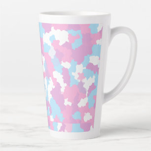 Caneca De Café Latte Abstrato do Camo Branco Azul Rosa