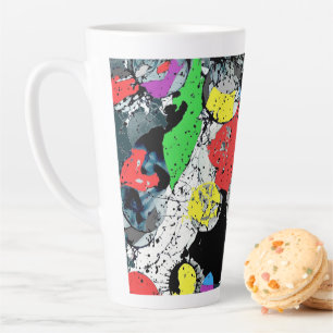 Caneca De Café Latte Abstrato Doodle Art Blue Black
