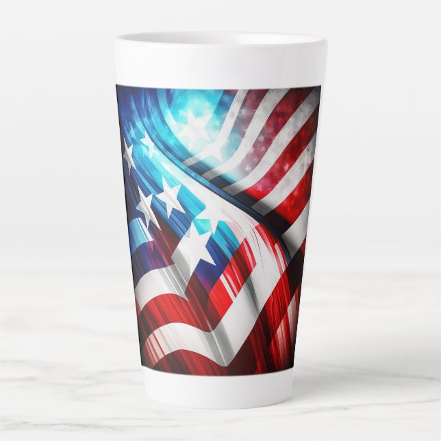 Caneca De Café Latte Abstrato EUA Flag Latte Mug (Frente)