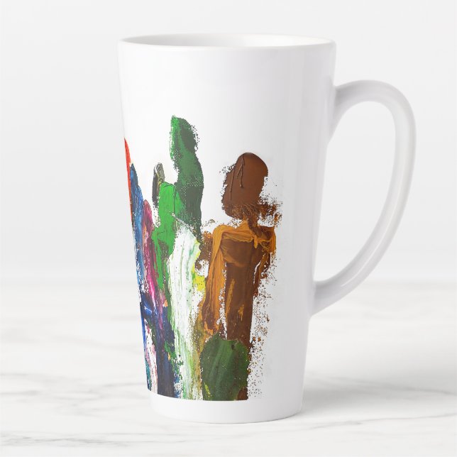 Caneca De Café Latte Abstrato Expressão de figuras humanas em movimento (Direita)