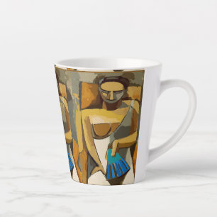 Caneca De Café Latte Abstrato Faces, adicionar texto, Coffee Mug