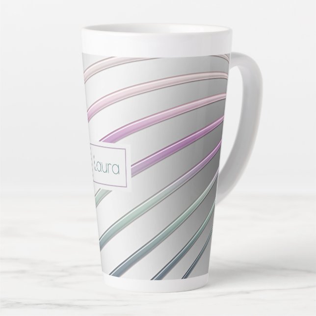 Caneca De Café Latte Abstrato Gradient Lines Coffee Mug (Ângulo direito)