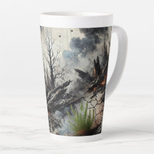 Caneca De Café Latte Abstrato Heart Latte Mug - Design artístico exclus