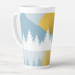Caneca De Café Latte Abstrato Landscape Ouro Winter Sunset Sunrise