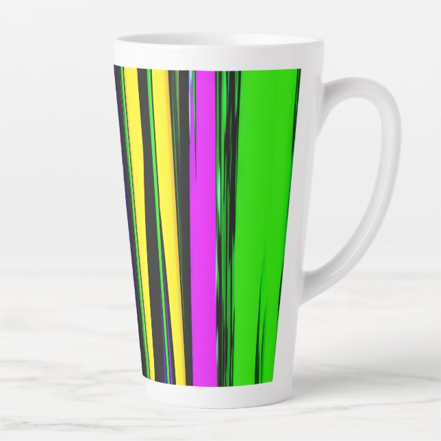 Caneca De Café Latte Abstrato Mardi Gras Stripes (Direita)