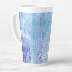 Caneca De Café Latte Abstrato Mídia mista azul turquesa amarelo
