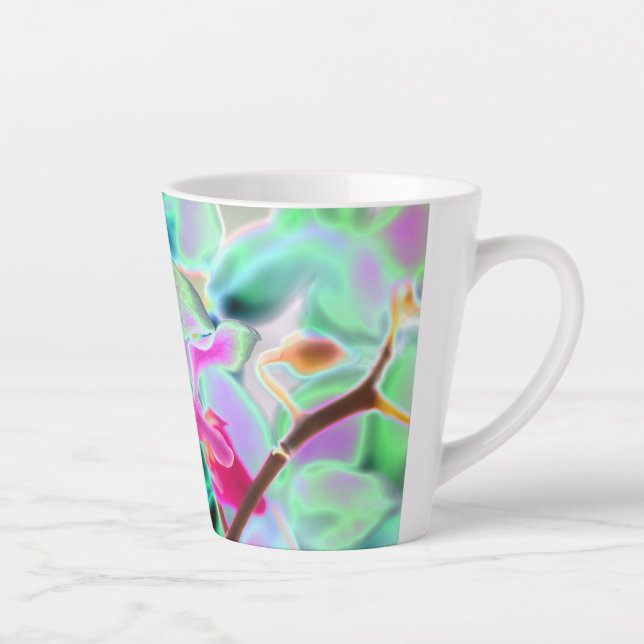 Caneca De Café Latte Abstrato Orchid Design Latch (Direita)