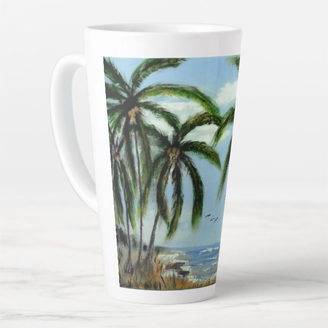 Caneca De Café Latte Abstrato Palm Trees (Ângulo esquerdo)