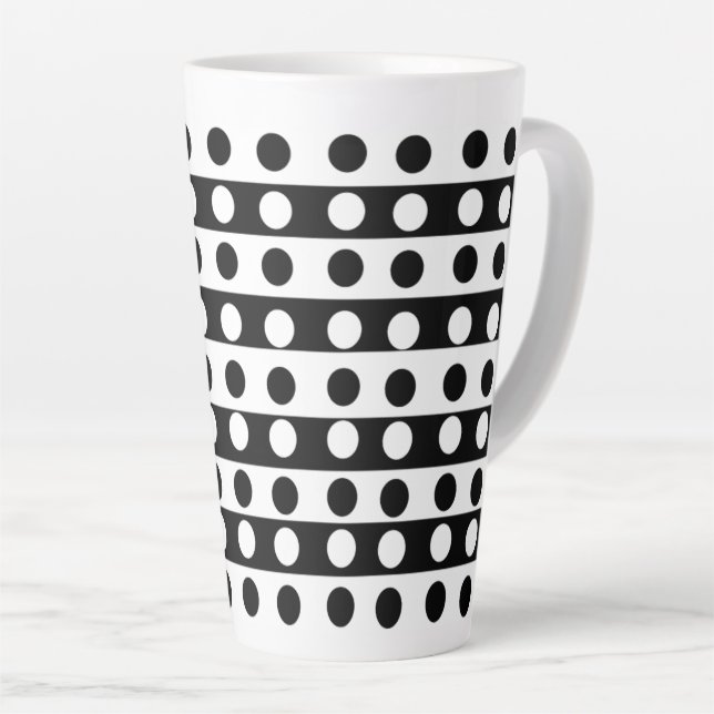 Caneca De Café Latte Abstrato, preto e branco personalizado (Ângulo direito)