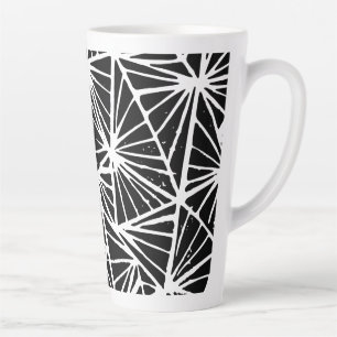 Caneca De Café Latte Abstrato preto e branco triângulos Lino Cortado