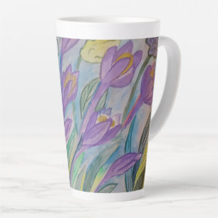 Caneca De Café Latte Abstrato Primavera Crocus Latte