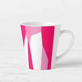 Caneca De Café Latte abstrato rosa e branco