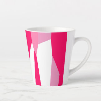 Caneca De Café Latte abstrato rosa e branco